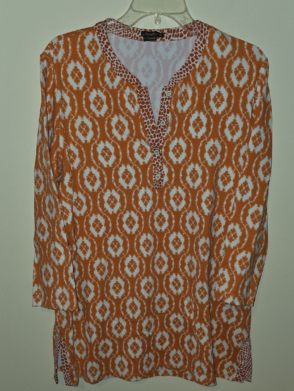 J McLaughlin Tunic in Orange and White. XL